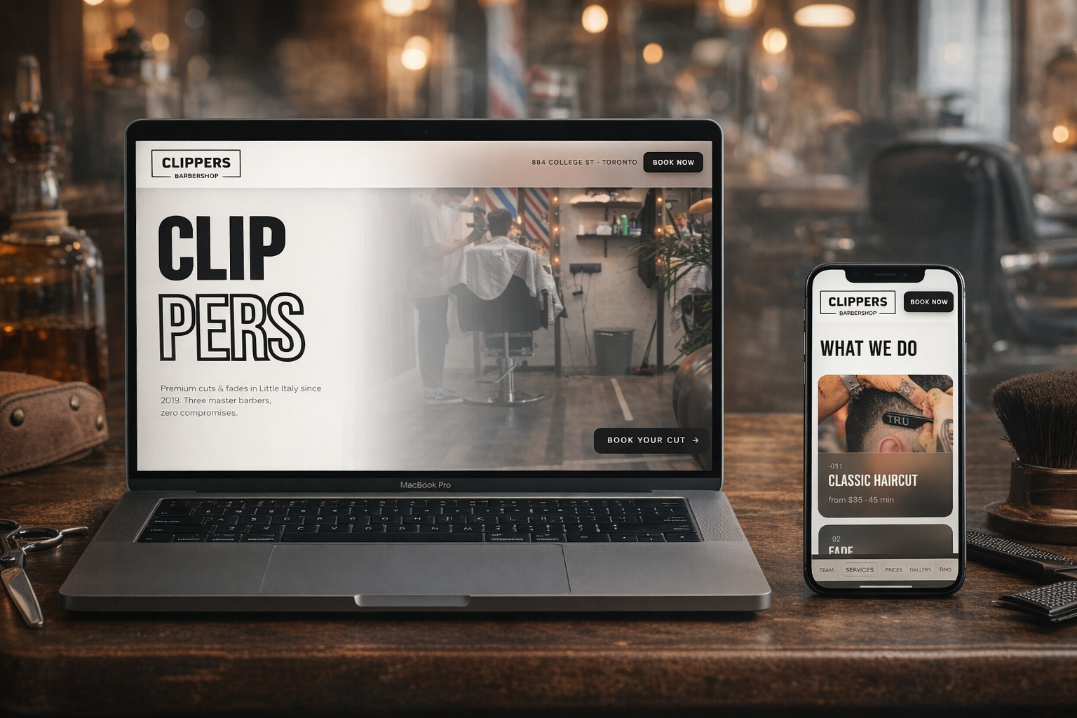 Clippers Barbershop mockup